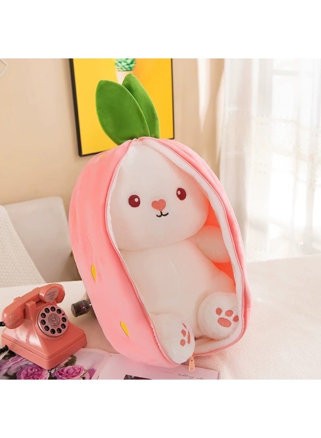 Cute Transformation Rabbit Fruit Doll Plush Toy Sofa Pillow Ornaments Girls Sleeping Bedside Cloth Doll Doll-Specifications:28cm -Color:Strawberry Rabbit - Image 1