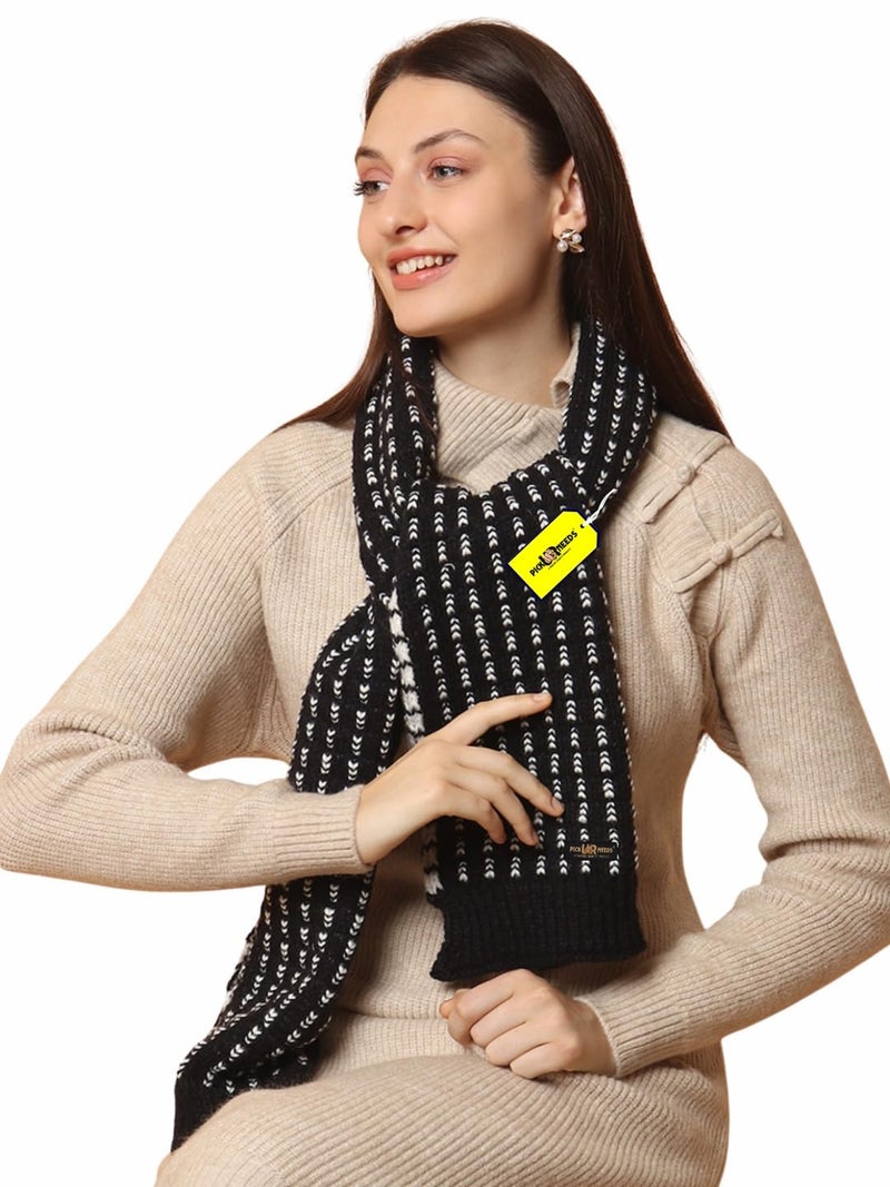 Pick Ur Needs Cozy Knitted Winter Muffler Lightweight Woolen Scarf for Girls & Women's Outdoor Use (Black) - Image 1