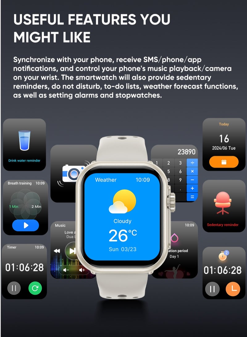 Smart Watch for Men Women, 1000mAh Battery 100-Day Standby Time, 1.85" HD Screen Fitness Tracker, 110+ Sport Modes, IP68 Waterproof, Heart Rate/Sleep Monitor, Fitness Watch for Android/iOS