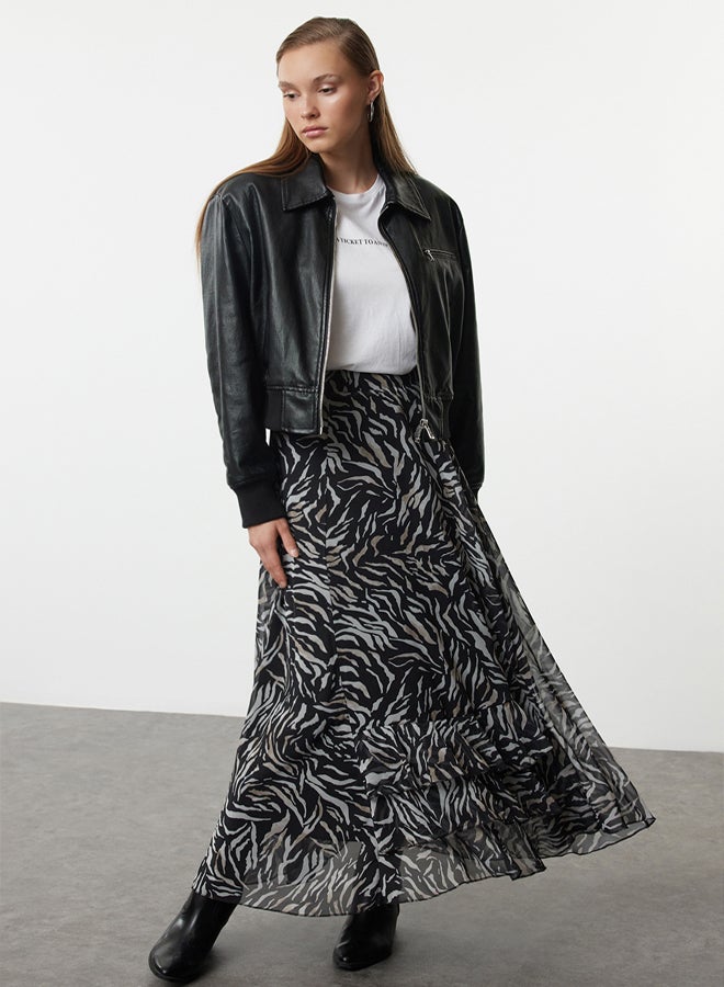 trendyol Black Ruffle Detailed Woven Skirt - Image 5
