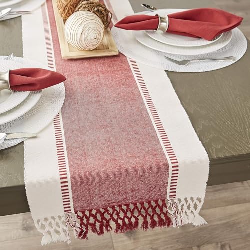 CRAZYWEAVES 100% Cotton Table Runner for 6 Seater Dining Table, Durable with Modern Patterns, Table Cover for Parties and Home Décor, Quick Absorption Handcrafted with Tissles - Image 1