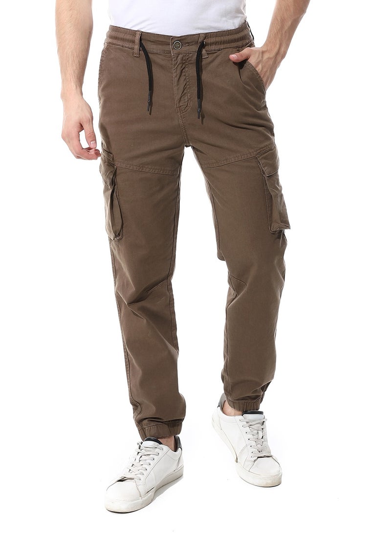Andora Fly Zipper Button Cargo Pants_Crocodile Green  - Image 1