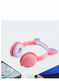 KASTWAVE Led Cat Ear Headphones Pink Color Luminous Wireless Headphone Bluetooth 5.0 Headsets Noise Cancelling Foldable Adults Kids Earphone, Cute Earphone for Boys and Girls  - Image 1