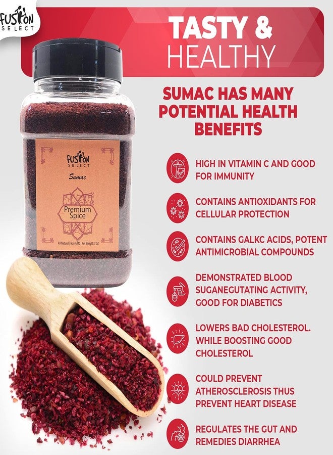 Fusion Select 100% Pure Sumac Spice, 100% Natural Sumac Powder | No Salt | Non-GMO | Middle Eastern Spices | Sumac Seasoning | Double Lids Jar (7 Ounce) - Image 4