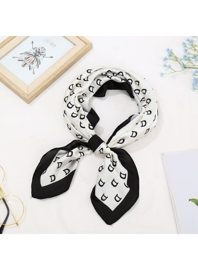 Ucanbe 70×70cm Luxury Faux Silk Scarf for Women Fashion Versatile Office Square Scarf Vintage Printed Neck Scarf - Image 1