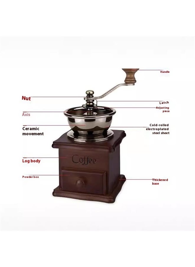 yongsheng Standard Coffee Mill Manual Grinder，Manual Espresso Coffee Bean Grinder - Vintage Crude Wood Style Coffee Grinders Ceramic Grinding Core Hand Coffee Grinder Portable Coffe Grinder·  - Image 5