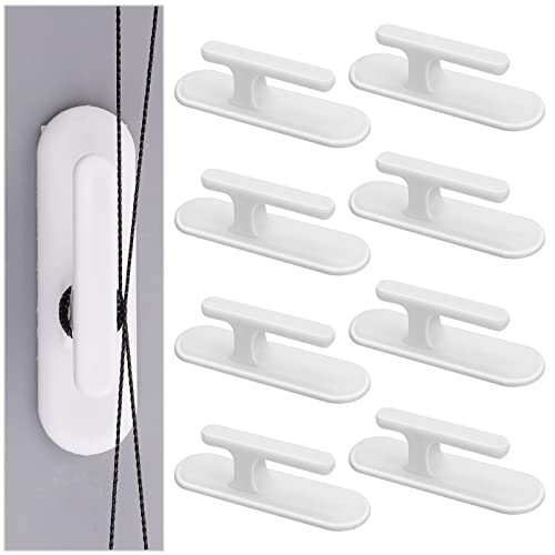Grevosea 8 Pieces Blind Cord Winding Safety Blind Cord Hooks Blind Cord Holder Adhesive Wall Hook Wrap Cleats Baby Proofing for Home Office Window Blinds Curtains Sun Shades Ropes White - Image 1
