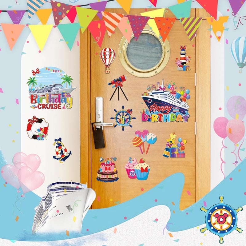 RiVolTa Mouse Birthday Cruise Decorations - 12 Pcs Ship Door Decorations Magnets Stickers Cute Mice Funny Anchor Magnetic Accessories with Pen for Cabin Stateroom Refrigerator Car Carnival Party Decor - Image 5
