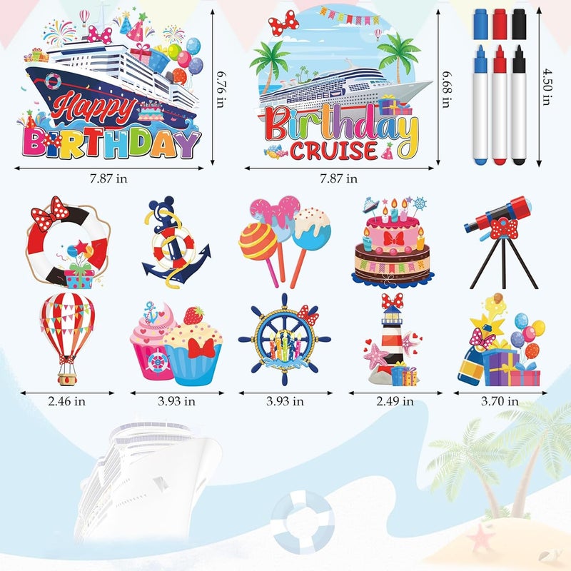 RiVolTa Mouse Birthday Cruise Decorations - 12 Pcs Ship Door Decorations Magnets Stickers Cute Mice Funny Anchor Magnetic Accessories with Pen for Cabin Stateroom Refrigerator Car Carnival Party Decor - Image 2