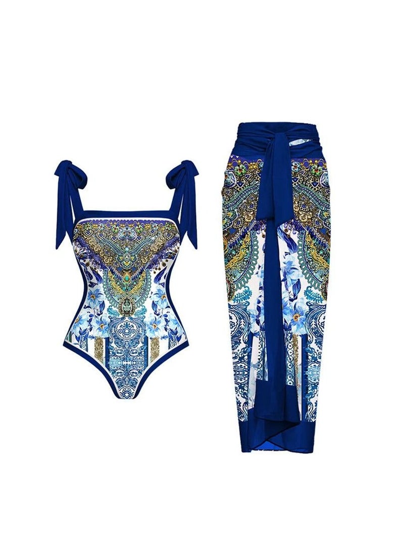Y&D 2-Piece Women Swimsuit with Skirt Holiday Beach Dress Female Retro Swimwear Vintage Surf Wear Summer - Image 1