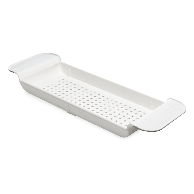 madesmart Expandable Bath Shelf, Adjustable Bathtub Tray for Bath-Night, Holds Glasses, Soaps, Toys & Bath Essentials, Non-Slip Grip, Fits Most Tubs, White - Image 3