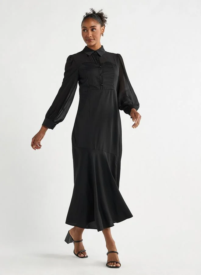 Splash FAV Black Flared Midi Dress