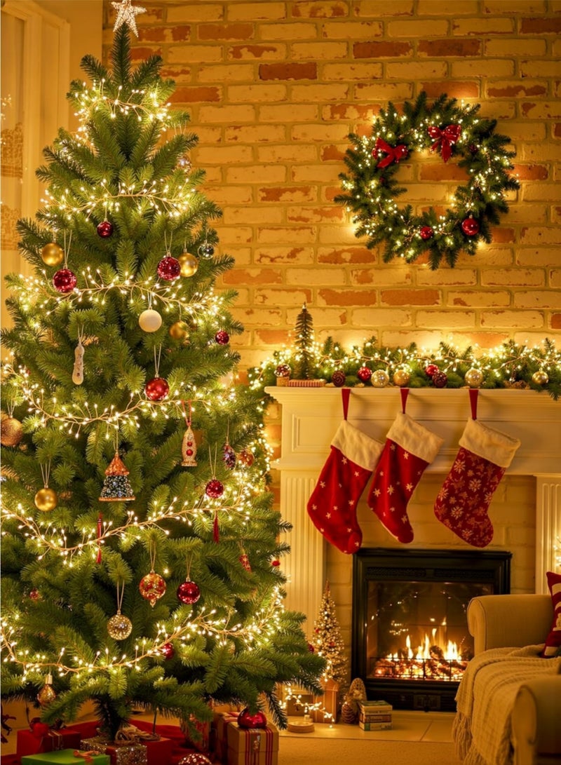 سايكفو أضواء زينة عيد الفطر 200 مصباح LED، طولها 20 قدمًا، سلك فضي مقاوم للماء، تعمل بالبطارية، 8 أوضاع إضاءة، لتزيين المنزل في حفلات العيد (أبيض دافئ، 6 أمتار) - Image 2