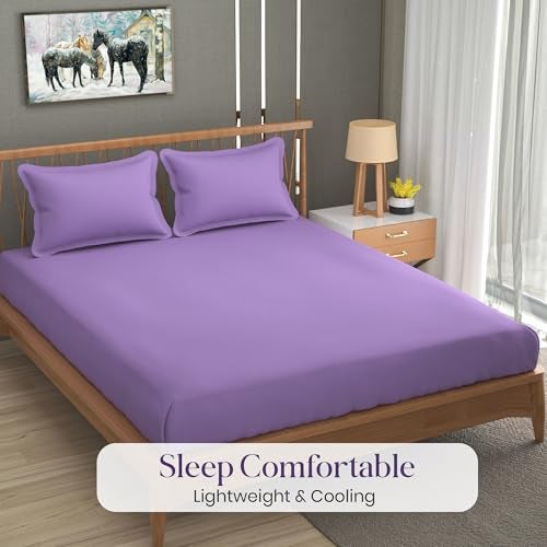 FRESH FROM LOOM Microfiber Solid Plain Queen Size Bedsheet Set -, 240 TC, Hypoallergenic, Includes 2 Pillow Covers (Size- 90x95 inch | Purple| Solid) - Image 5