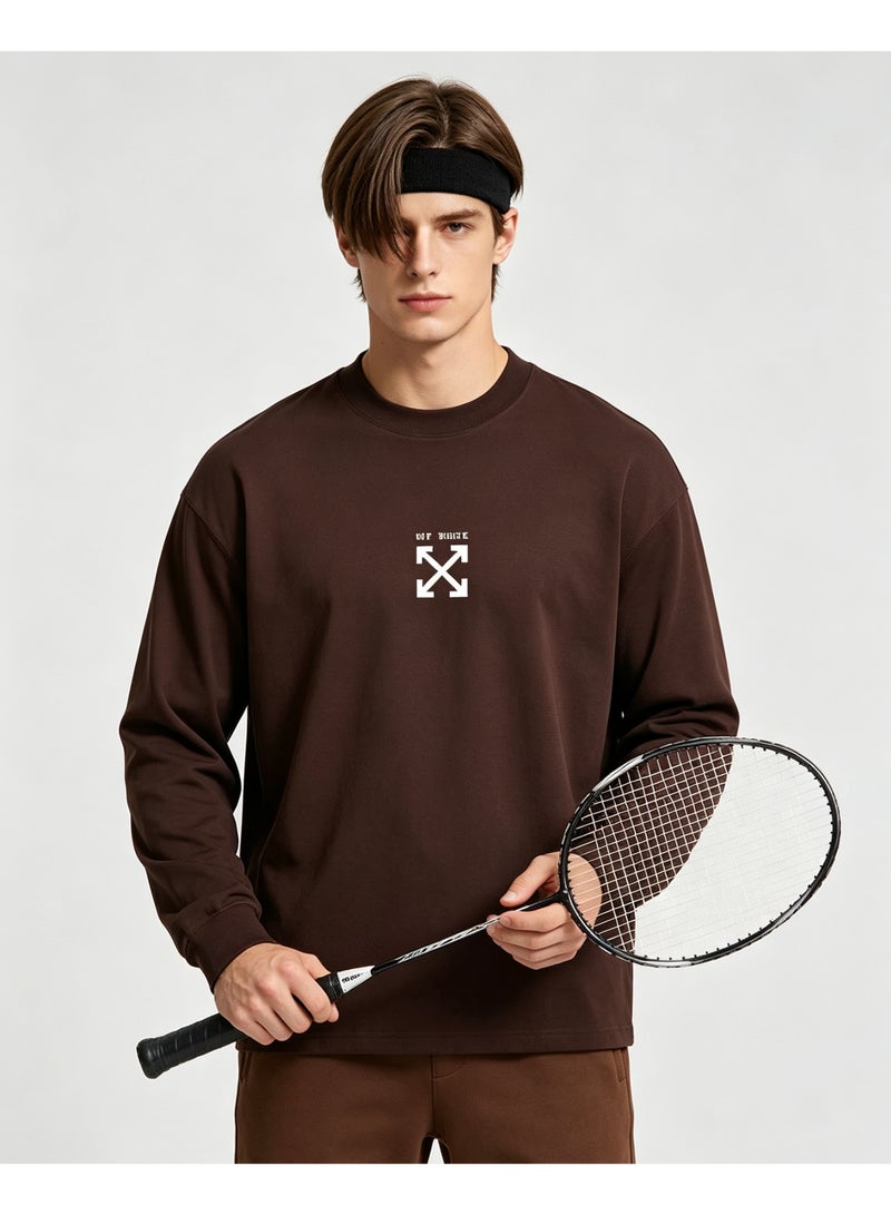 OFF-WHITE couple spring and autumn heavy cotton loose long sleeve T-shirt for men and women - Image 5