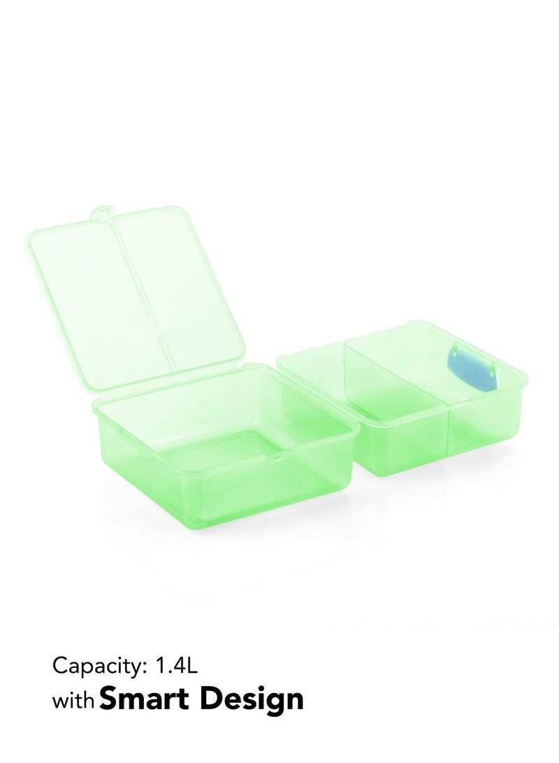 Grandi Lunch Box For Kids With 3 Compartment Smart Cube Green - Image 2