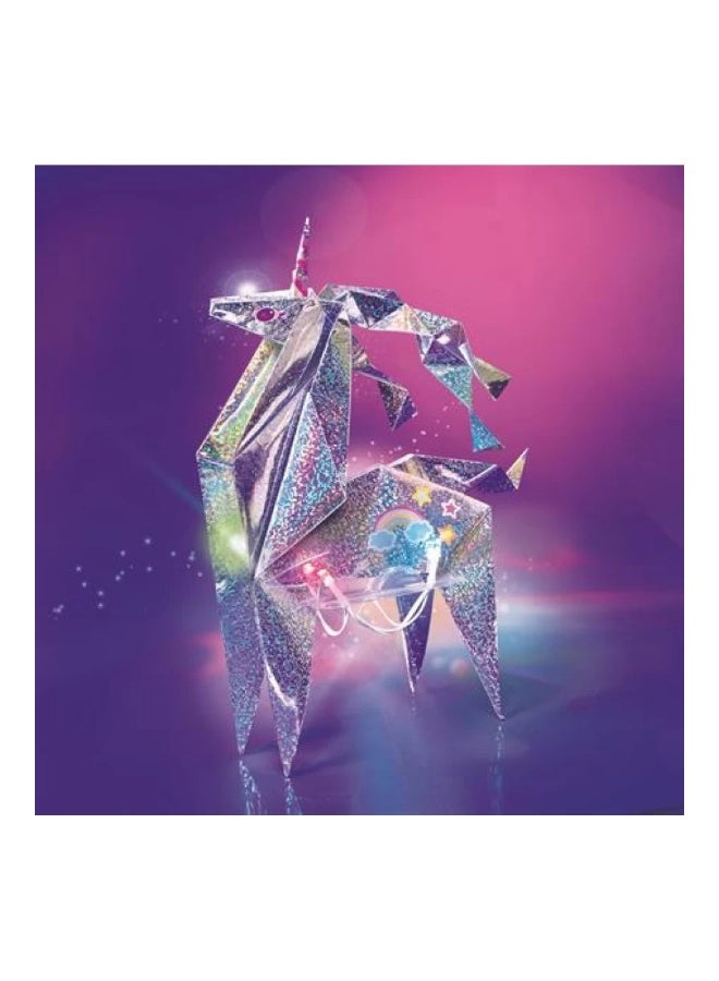 4m KidzMaker Holographic Light Up Origami Unicorn – DIY Craft Kit with Paper, LED Lights, and Instructions to Create a Glowing Unicorn Decoration – Creative Activity for Kids Ages 5+ | 00-04776 - Image 2