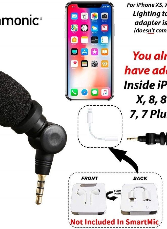 Saramonic - SmartMic Mini Condenser Flexible Microphone for Smartphones,Vlogging Microphone for iPhone and YouTube Video, Mic for iOS Apple iPhone iPad and Android Phone - Image 1