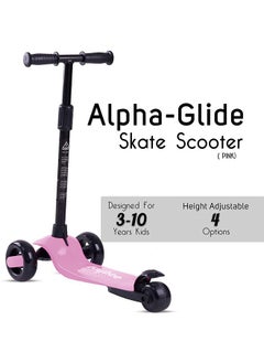 BAYBEE Baybee Alpha Skate Scooter for Kids 3 Wheel Kids Scooter with Foldable Height Adjustable Handle Baby Scooter with LED PU Wheels Kick Scooter for Baby Scooter for Kids 3-10 Year Boy Girl Light Pink  - Image 2