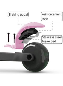 BAYBEE Baybee Alpha Skate Scooter for Kids 3 Wheel Kids Scooter with Foldable Height Adjustable Handle Baby Scooter with LED PU Wheels Kick Scooter for Baby Scooter for Kids 3-10 Year Boy Girl Light Pink  - Image 4