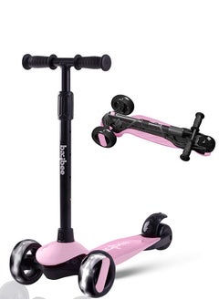 BAYBEE Baybee Alpha Skate Scooter for Kids 3 Wheel Kids Scooter with Foldable Height Adjustable Handle Baby Scooter with LED PU Wheels Kick Scooter for Baby Scooter for Kids 3-10 Year Boy Girl Light Pink  - Image 1