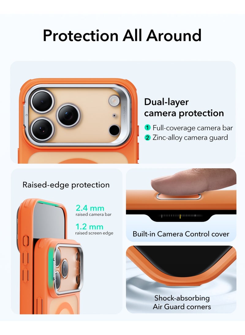 ESR for iPhone 17 Pro Max Case with Stash Stand, Camera Control Cover Compatible with MagSafe, Military-Grade Drop Protection for iPhone 17 Pro Max Phone Case, Scratch-Resistant Back Cover Frosted Orange - Image 3