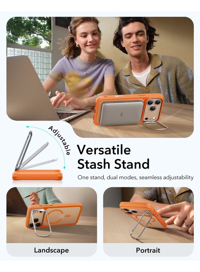 ESR for iPhone 17 Pro Max Case with Stash Stand, Camera Control Cover Compatible with MagSafe, Military-Grade Drop Protection for iPhone 17 Pro Max Phone Case, Scratch-Resistant Back Cover Frosted Orange - Image 5