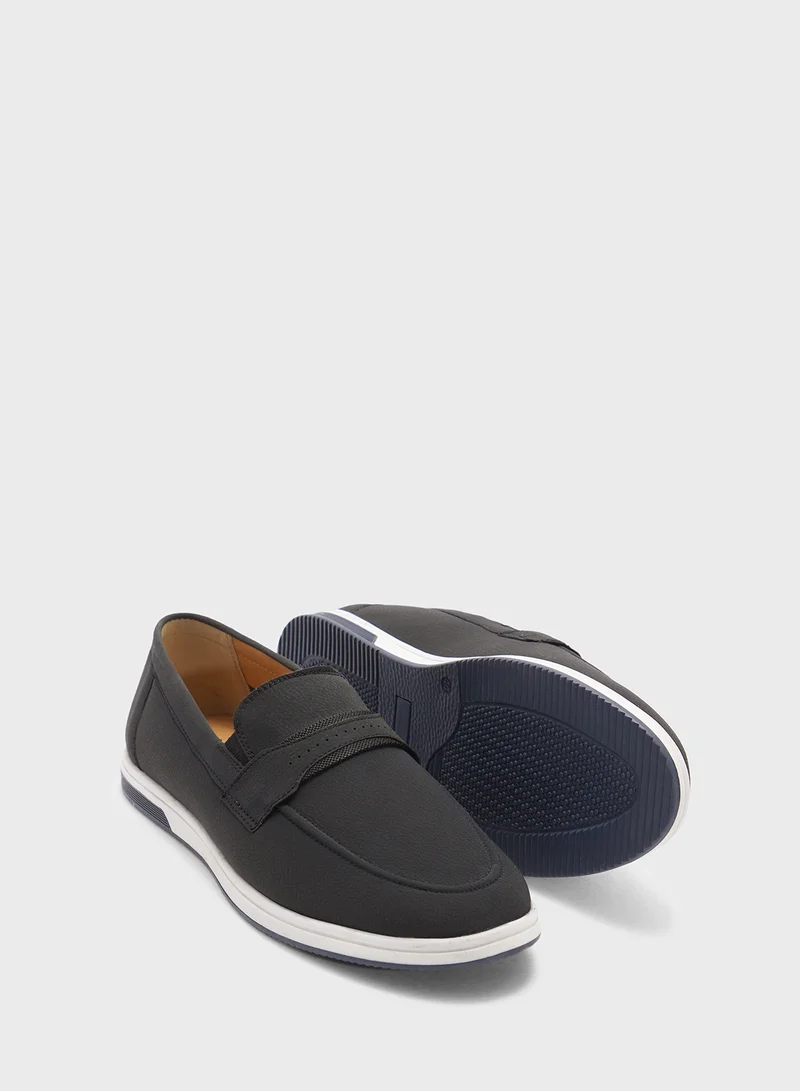 Robert Wood Webbing Saddle Detail Casual Slip On Loafers