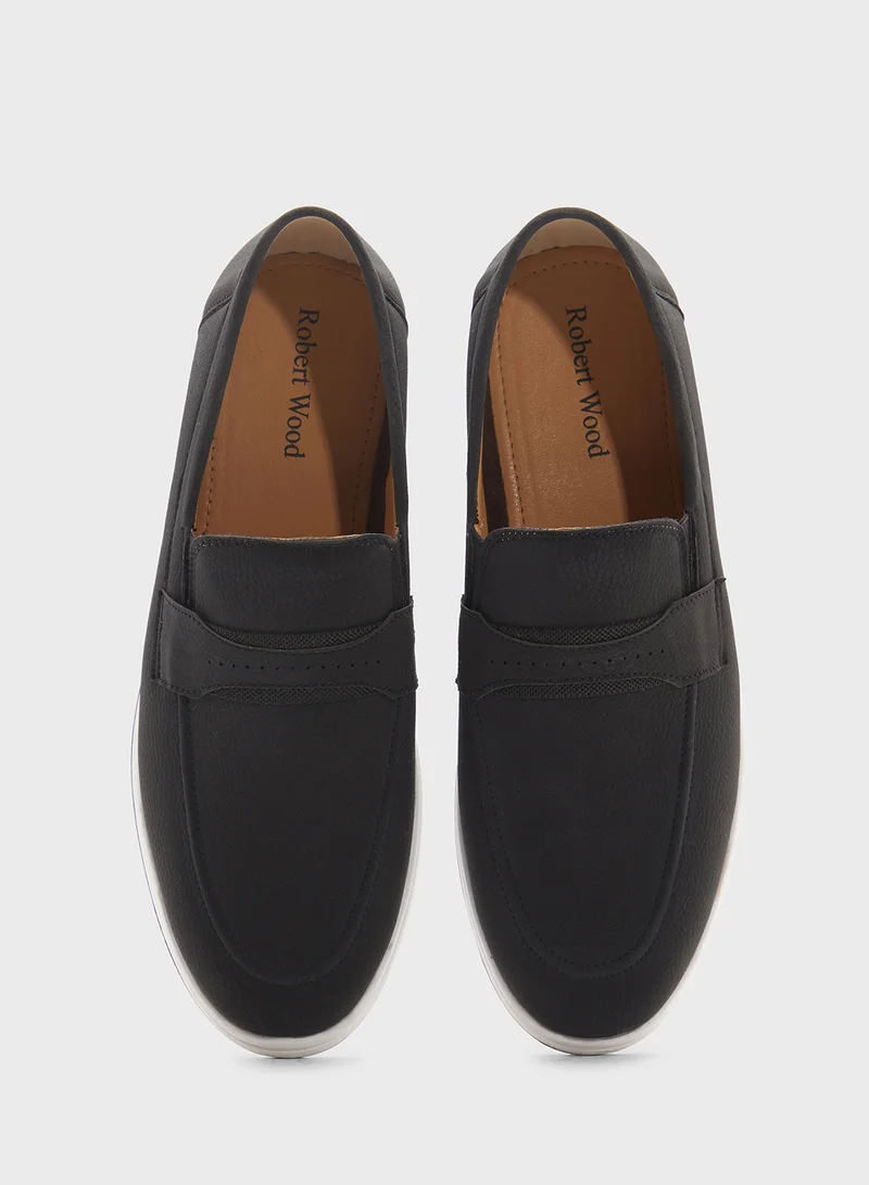 Robert Wood Webbing Saddle Detail Casual Slip On Loafers
