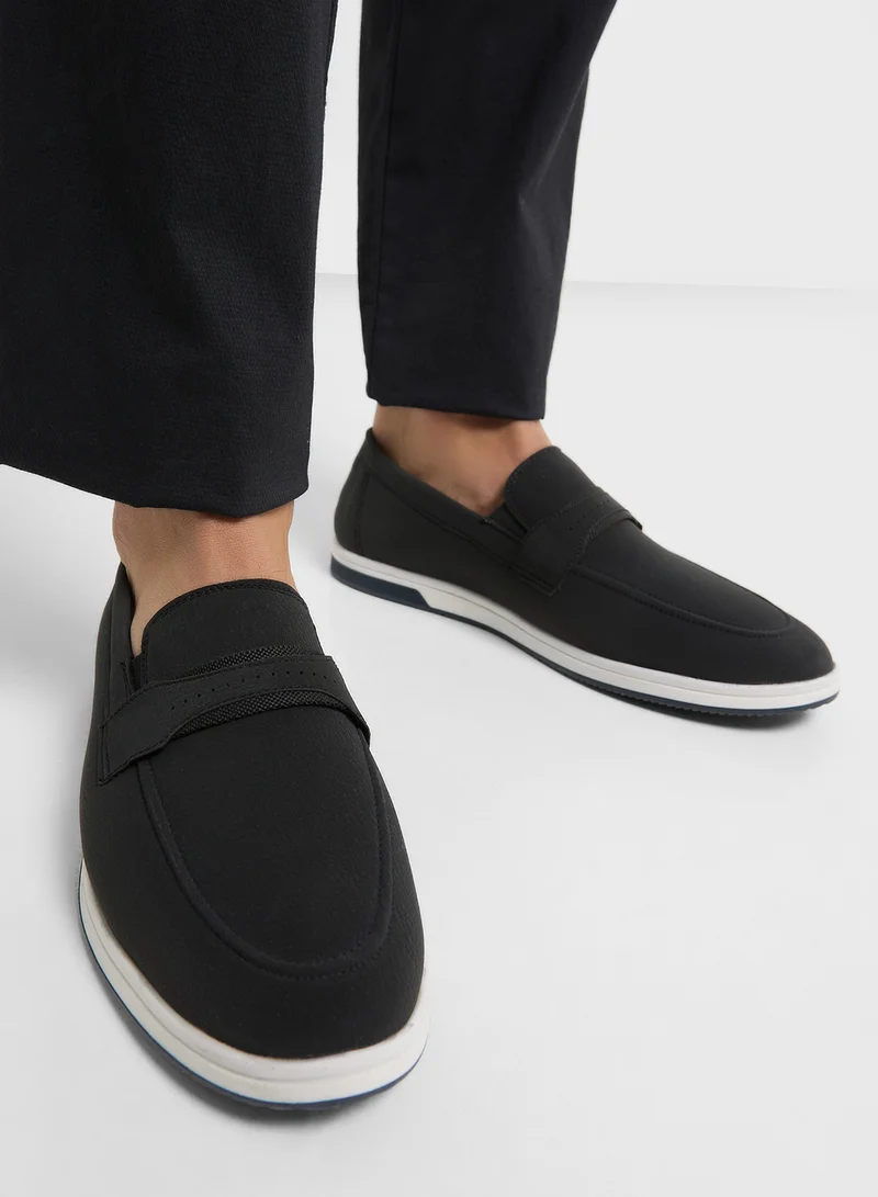 Robert Wood Webbing Saddle Detail Casual Slip On Loafers