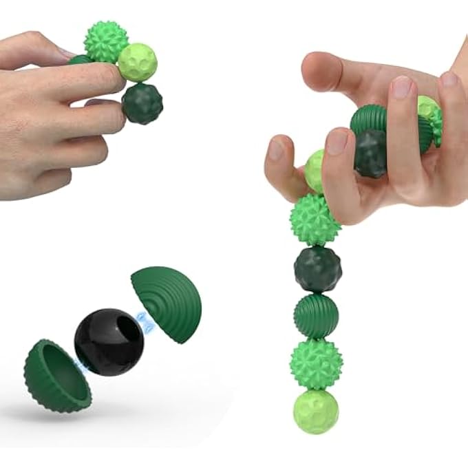 GAOQSEMG 8PCS Sensory Fidget Balls For Adults & Teens, Magnetic Attraction Stress Balls With Silicone Shell-To Calm Restless Hands and Anxious Mind, Quiet Desk Fidget Toys for Office Travel Toys Gift (Green,8) - Image 1