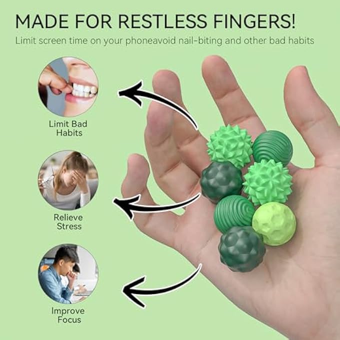 GAOQSEMG 8PCS Sensory Fidget Balls For Adults & Teens, Magnetic Attraction Stress Balls With Silicone Shell-To Calm Restless Hands and Anxious Mind, Quiet Desk Fidget Toys for Office Travel Toys Gift (Green,8) - Image 3