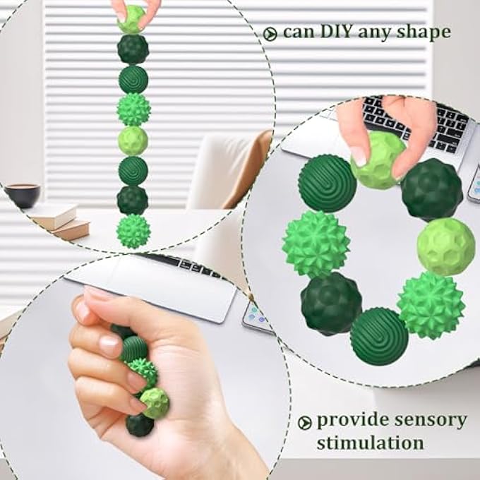 GAOQSEMG 8PCS Sensory Fidget Balls For Adults & Teens, Magnetic Attraction Stress Balls With Silicone Shell-To Calm Restless Hands and Anxious Mind, Quiet Desk Fidget Toys for Office Travel Toys Gift (Green,8) - Image 5
