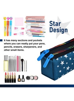 Kuber Industries Kuber Industries Pencil Pouch | Rexine Stationary Pouch | 2 Zipper Pencil Utility Pouch | Pen-Pencil Box for Kids | Star Pencil Pouch | Pack of 2 | Multi, Assorted  - Image 5