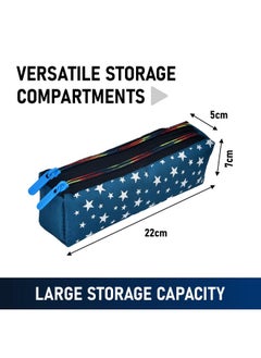 Kuber Industries Kuber Industries Pencil Pouch | Rexine Stationary Pouch | 2 Zipper Pencil Utility Pouch | Pen-Pencil Box for Kids | Star Pencil Pouch | Pack of 2 | Multi, Assorted  - Image 3