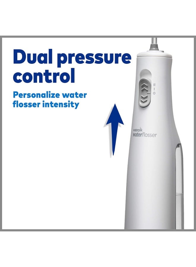 واتربيك جهاز تنظيف الأسنان بالماء من واتربيك بدون أسلاك، يعمل بالبطارية وقابل للحمل للسفر والمنزل، معتمد من جمعية طب الأسنان الأمريكية، مقاوم للماء للاستخدام أثناء الاستحمام، باللون الأبيض، قد يختلف التغليف. - Image 3