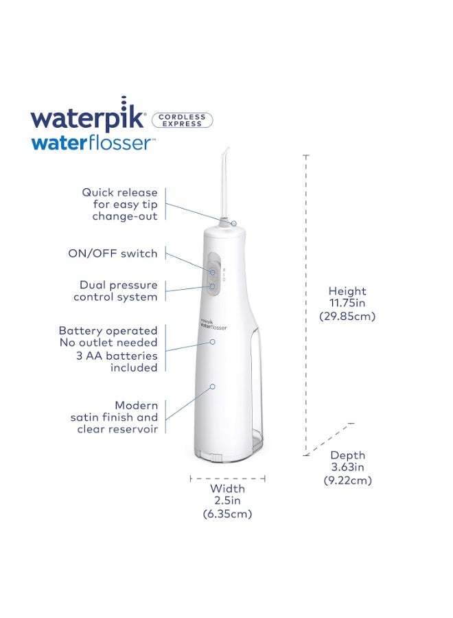 واتربيك جهاز تنظيف الأسنان بالماء من واتربيك بدون أسلاك، يعمل بالبطارية وقابل للحمل للسفر والمنزل، معتمد من جمعية طب الأسنان الأمريكية، مقاوم للماء للاستخدام أثناء الاستحمام، باللون الأبيض، قد يختلف التغليف. - Image 2