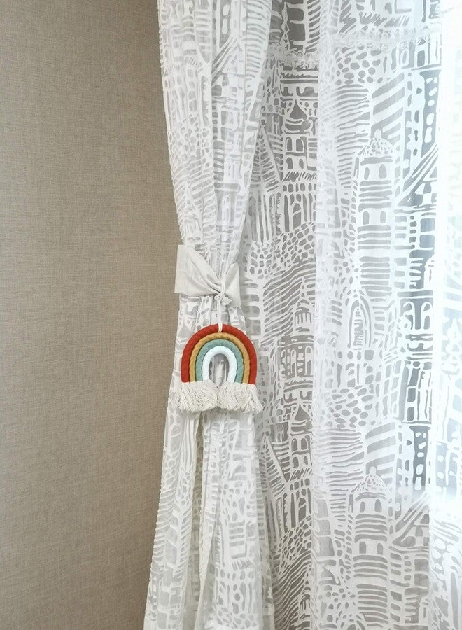 ZWA Rainbow Wall Hanging, Cotton, Bohemian, Baby Shower, Nursery Decor, Handmade Macrame, 13.5 x 5.5 inches - Image 3