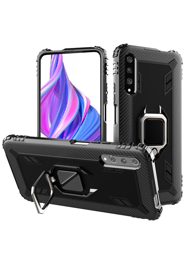S-TOP Case For Huawei Honor 9X / 9X Pro Carbon Fiber Protective Case with 360 Degree Rotating Ring Holder - Image 1