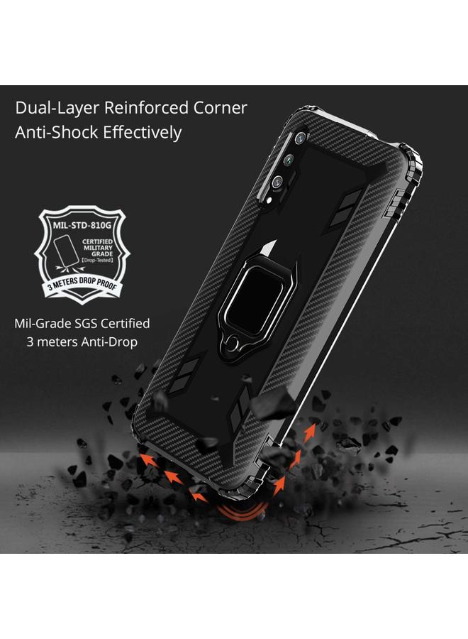 S-TOP Case For Huawei Honor 9X / 9X Pro Carbon Fiber Protective Case with 360 Degree Rotating Ring Holder - Image 3