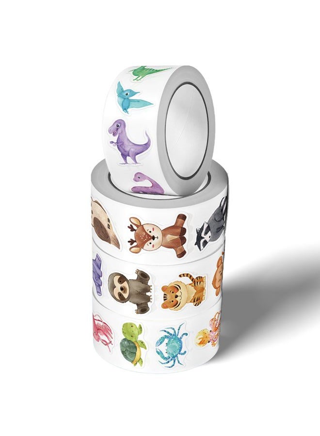 Goodangie00 2000Pcs Animal Stickers for Kids Reward, 4 Rolls Ocean Dinosaur Forest Jungle Incentive Decal for Kids School Classroom Teachers Supplies, Students Behavior Chart（1 Inch） - Image 1