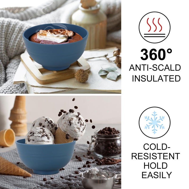 Wrova wheat straw small bowls 10oz set of 8 - Unbreakable Dessert Bowls set for kids - Mini Bowls for Ice Cream,Snack and Fruits - Microwave & Dishwasher Safe Appetizer Bowls - Image 3