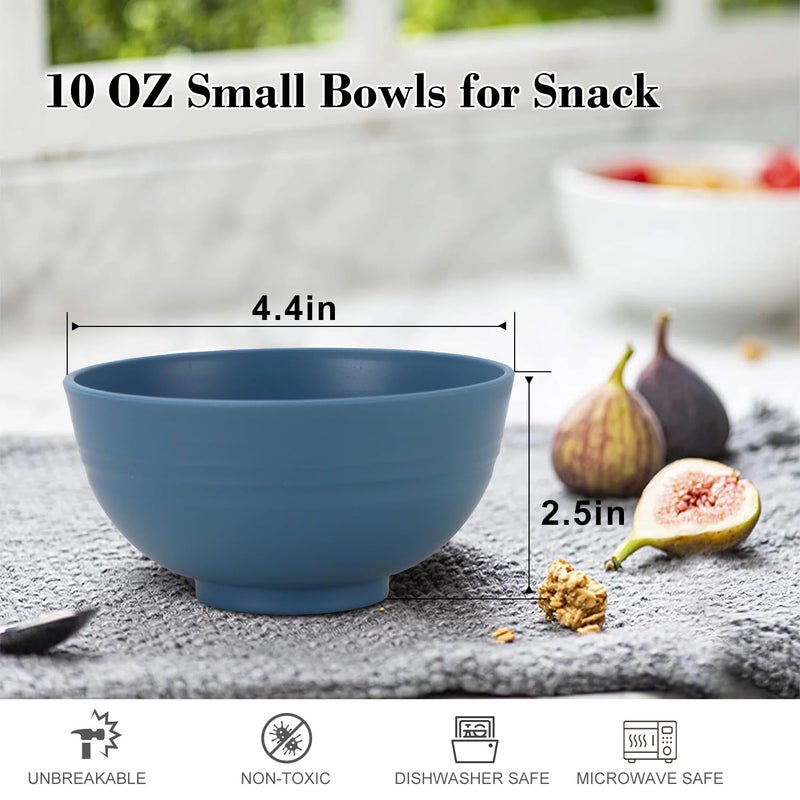 Wrova wheat straw small bowls 10oz set of 8 - Unbreakable Dessert Bowls set for kids - Mini Bowls for Ice Cream,Snack and Fruits - Microwave & Dishwasher Safe Appetizer Bowls - Image 2