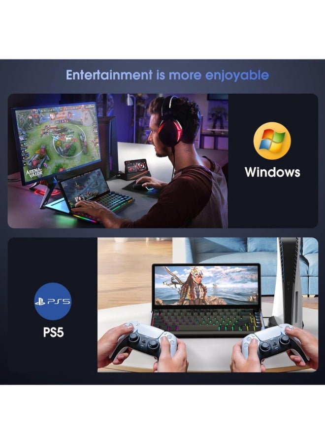 V2COM Touchscreen Mechanical Gaming Keyboard- K3 Portable Monitor Multifunctional Keyboard with 13'' Touchscreen USB/SSD Expansion Compact 82 Keys RGB LED Backlight FN-Key for Windows Mac Android