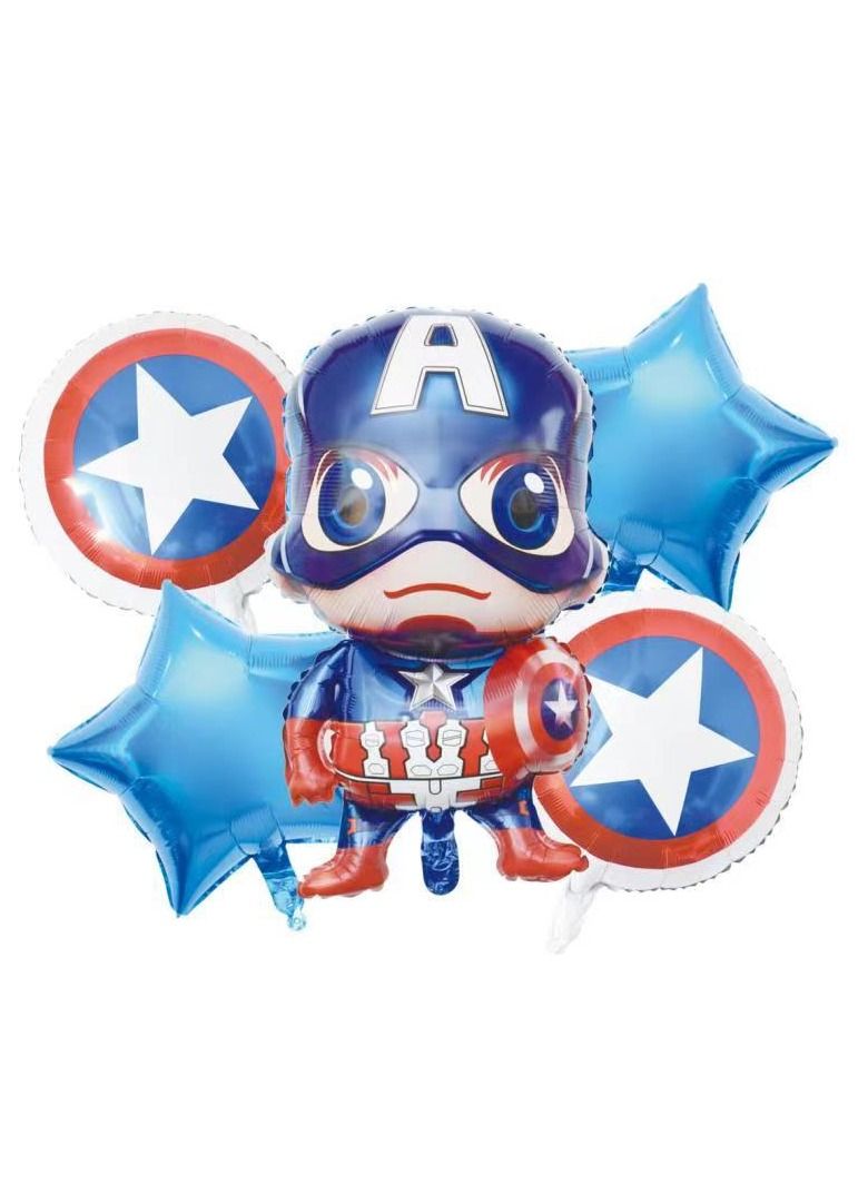 Brain Giggles 5 in 1 Captain America Theme Foil Balloon Set