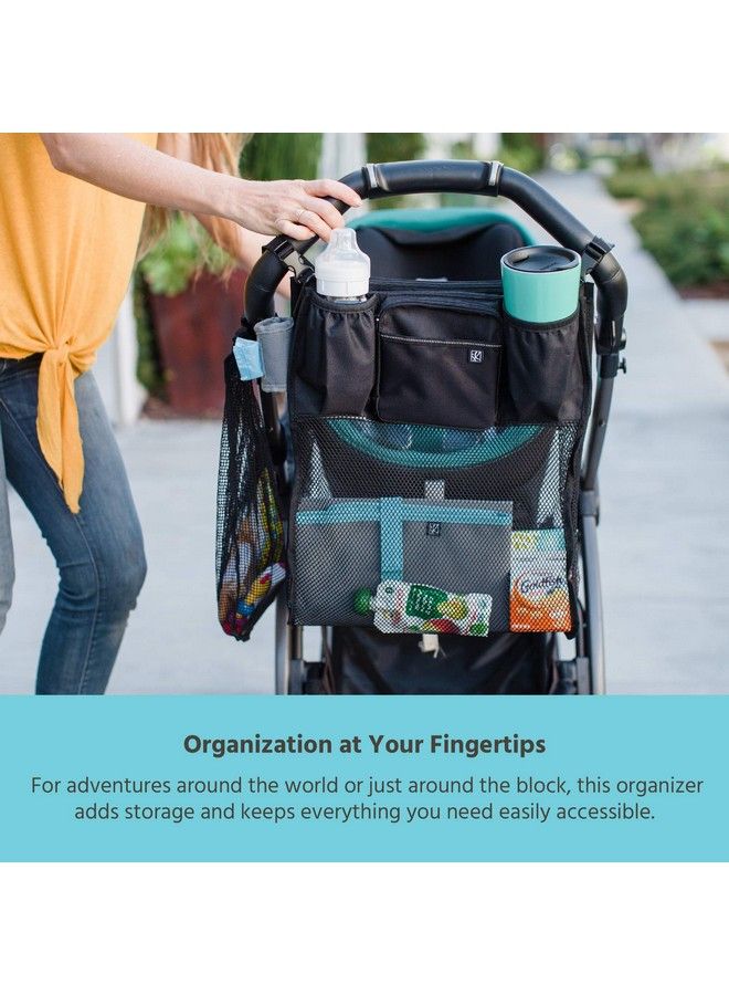 J.L. Childress Cups Cargo Universal Fit Stroller Organizer With Extra Large Storage Expandable Deep Cup Holders Multiple Zippered Pockets Unique Large Mesh Bag For Larger Items Black  - Image 4