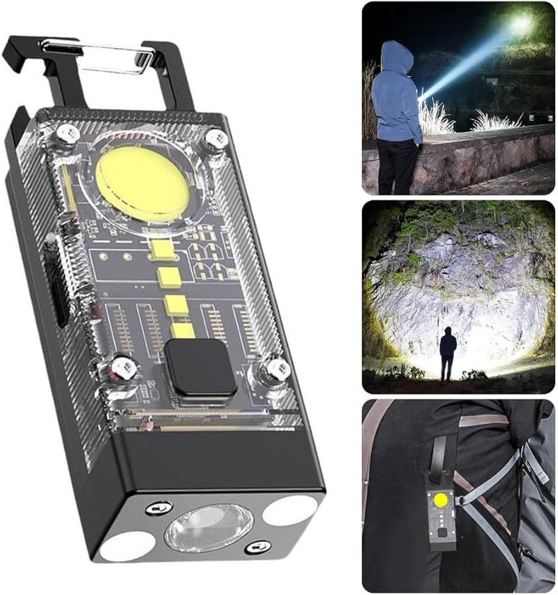 Solar Power Flashlight Keychain Aluminum Alloy Outdoor Emergency Light - Image 3