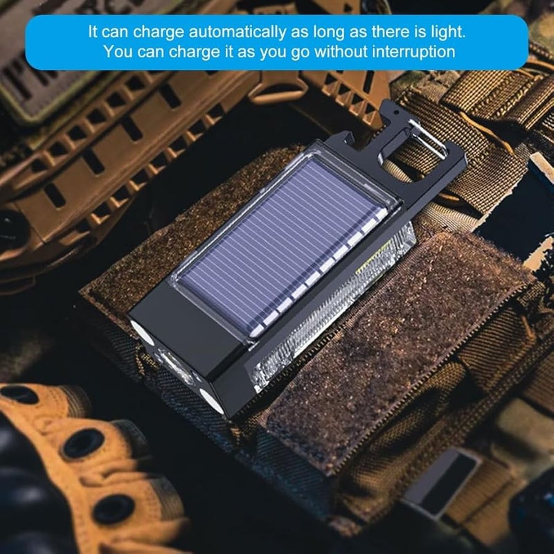 Solar Power Flashlight Keychain Aluminum Alloy Outdoor Emergency Light - Image 4