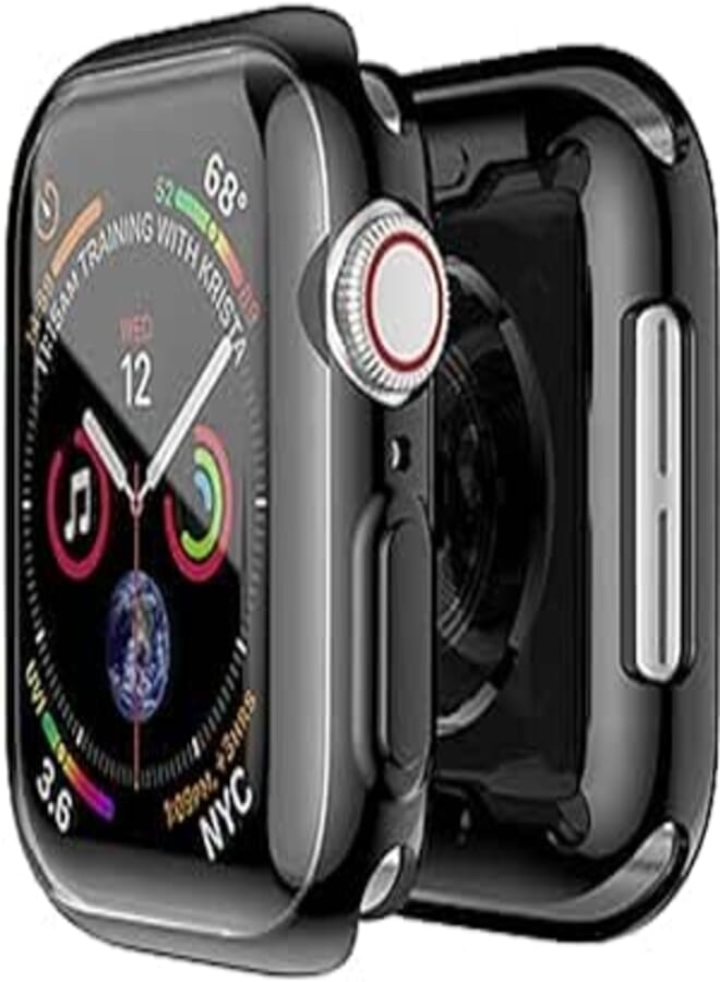 Generic For Apple Watch Cover/Case 44mm Series 4,With Screen Glass Protective Shell, Physical Vapor Deposition TPU Watch Case - Black