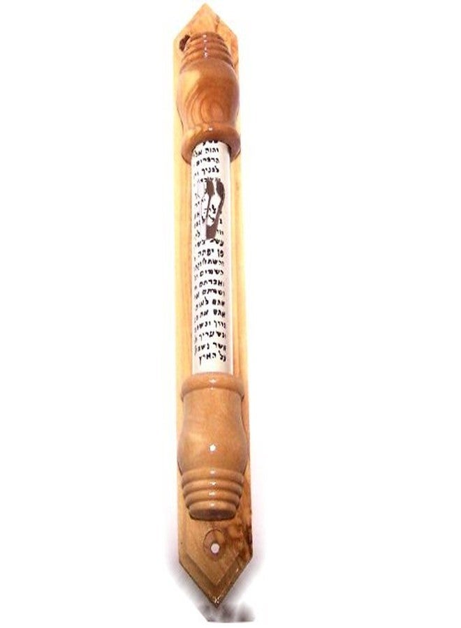 Holy Land Market Olive Wood Mezuzah - Silver Shin, Sealed Glass, 7.5 in, Jewish Mezuzah for Door, Fits 4 in Klaf - Image 2